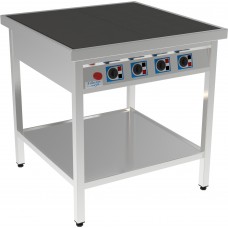 Elektrinė viryklė 4 fiksuotų kaitviečių 400x400 mm, lygiu paviršiumi, atviro modulio FPK4090